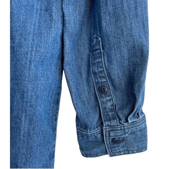 Madewell Denim Puff-Sleeve Shirtdress in Harris Wash Blue Size Small - Picture 10 of 13